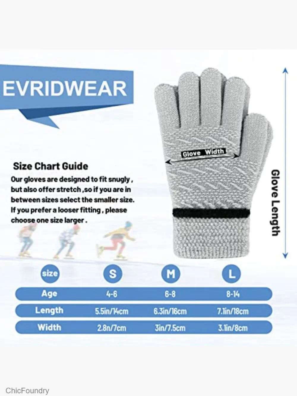 Kids 3 Pairs Winter Gloves Knit Stretch Fleece Lined Warm